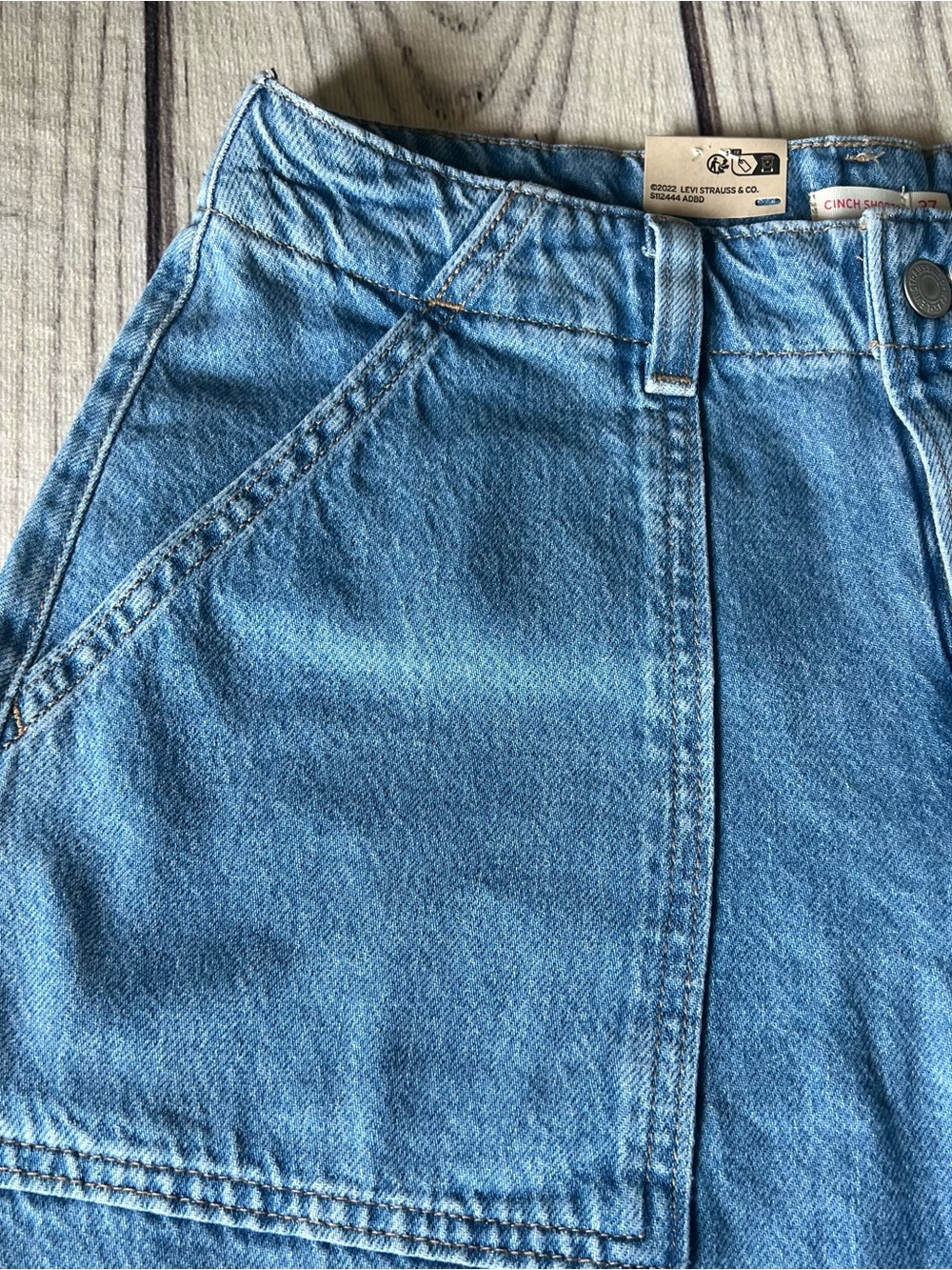 Levi’s Cinch Waist High Rise Utility Denim Shorts - Picture 6 of 11